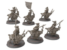 Load image into Gallery viewer, Dwarves - Mountain Goat Cataphracts spears shield, The Dwarfs of The Mountains, for Lotr, modular customisable posable  Medbury miniatures
