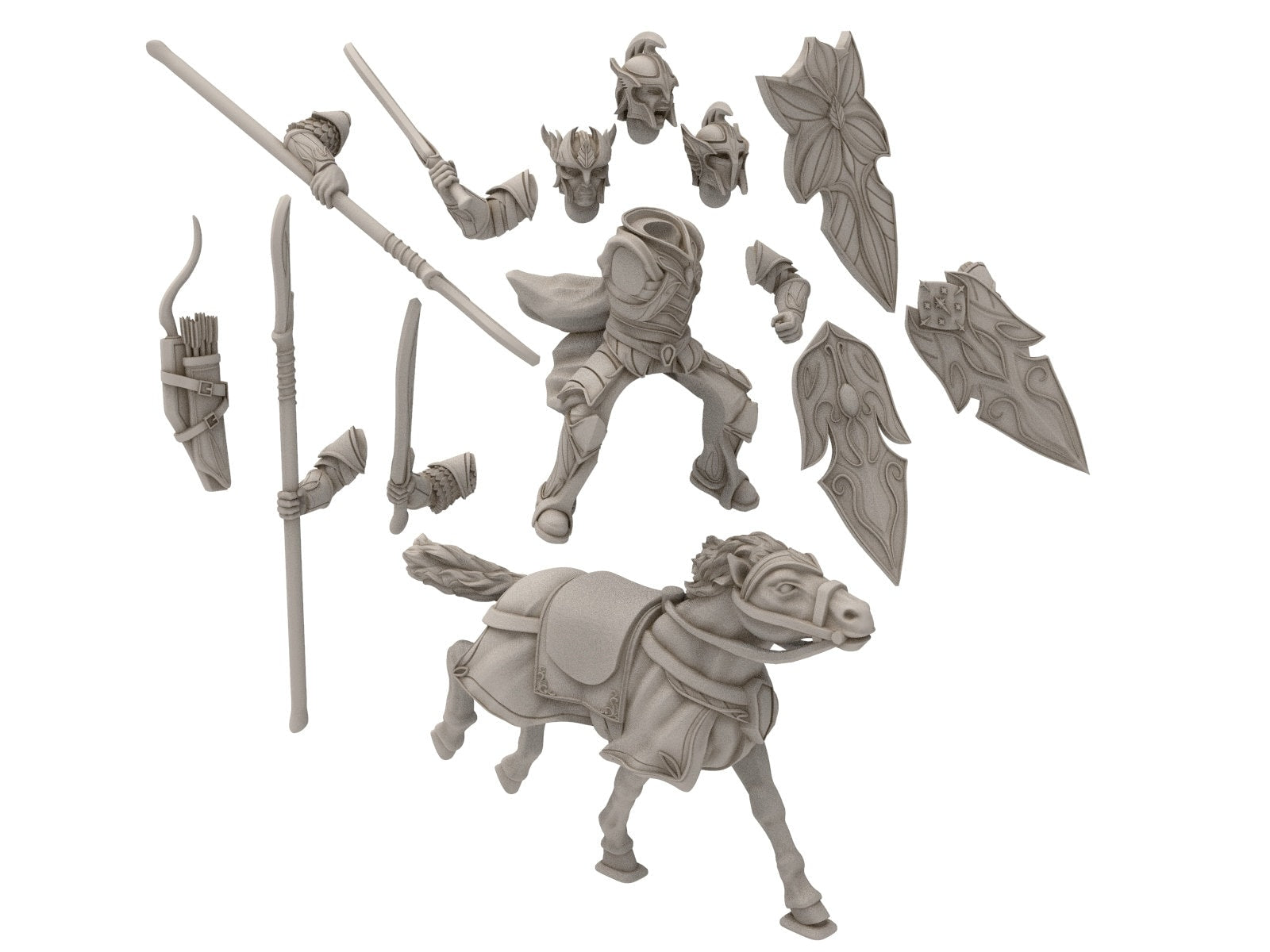 Rivandall - King guards cavalry, elves from the West, Middle rings for wargame D&D, Lotr... Modular convertible miniatures Quatermaster3D