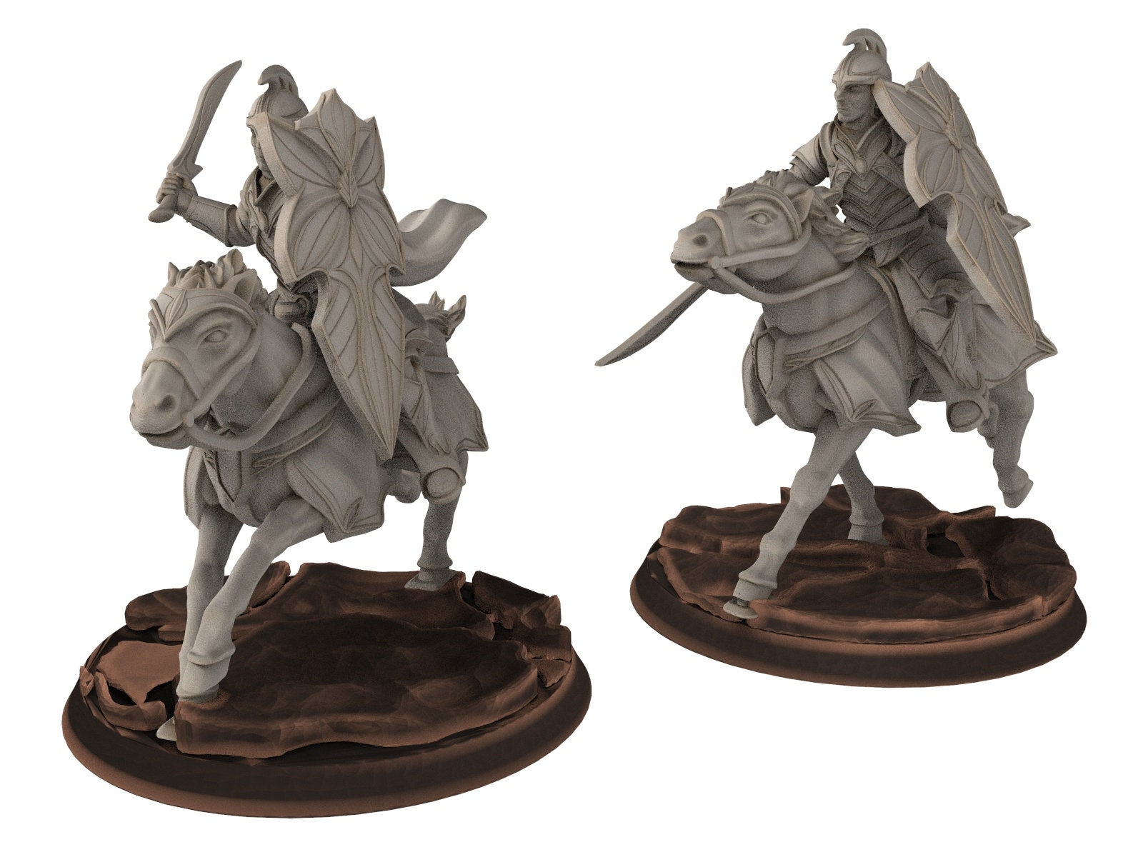 Darkwood - Armoured Wood elves Cavalry of Galad people, Middle rings for wargame D&D, Lotr... Modular convertible miniatures Quatermaster3D