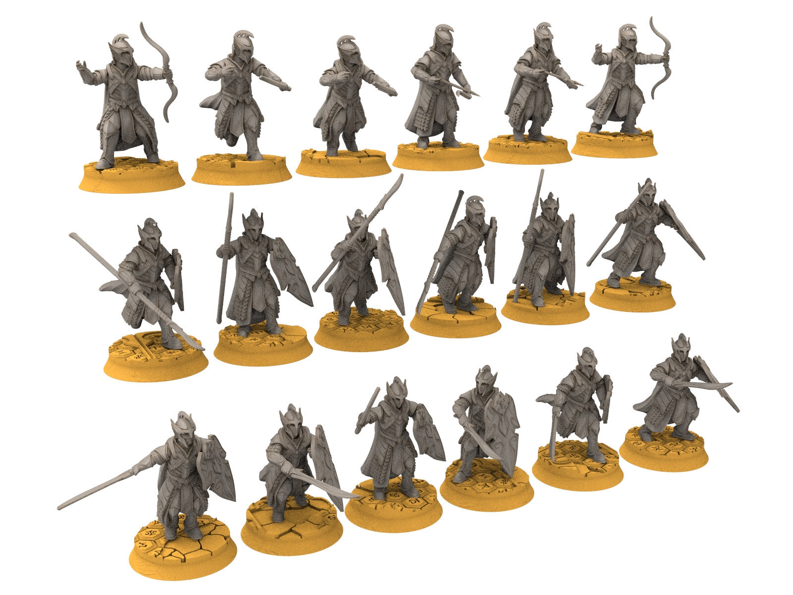 Rivandall - Kingguard Spearmen, elves from the West, Middle rings for wargame D&D, Lotr... Modular convertible miniatures Quatermaster3D