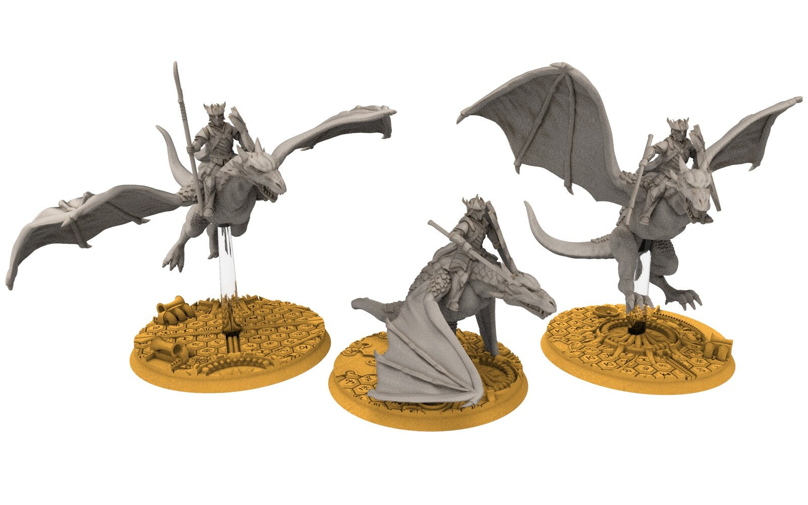 Darkwood - Elite Wyvern riders swords, Middle rings for wargame D&D, Lotr... Personnalisable Modular convertible miniatures Quatermaster3D