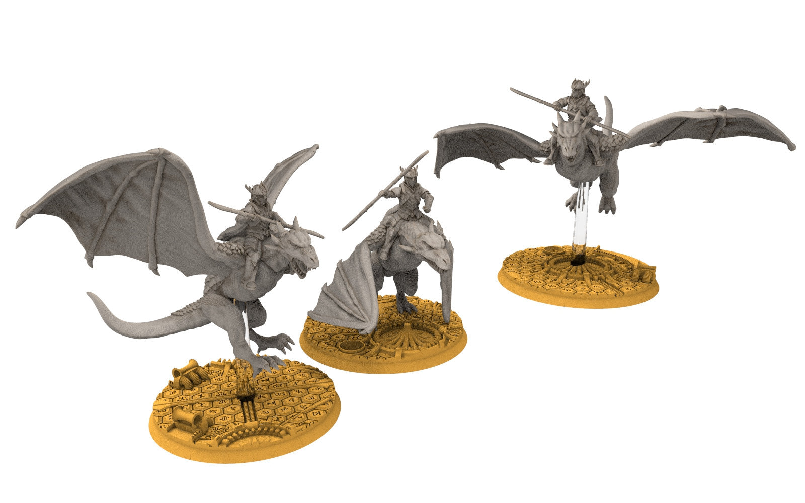 Darkwood - Elite Wyvern riders halberd, Middle rings for wargame D&D, Lotr... Personnalisable Modular convertible miniatures Quatermaster3D