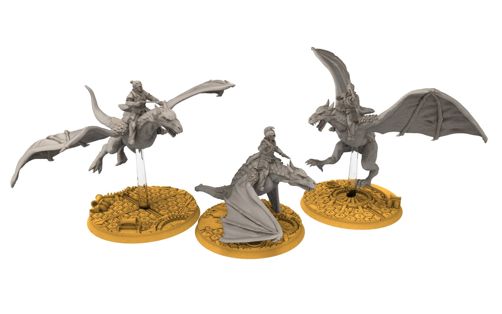 Darkwood - Wyvern riders wih bows, Middle rings for wargame D&D, Lotr... Personnalisable Modular convertible miniatures Quatermaster3D