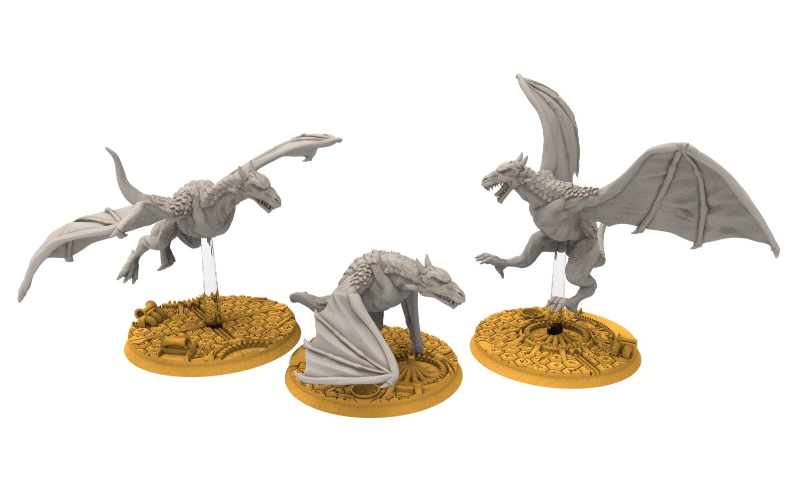 Darkwood - Wyvern riders wih spears, Middle rings for wargame D&D, Lotr... Personnalisable Modular convertible miniatures Quatermaster3D