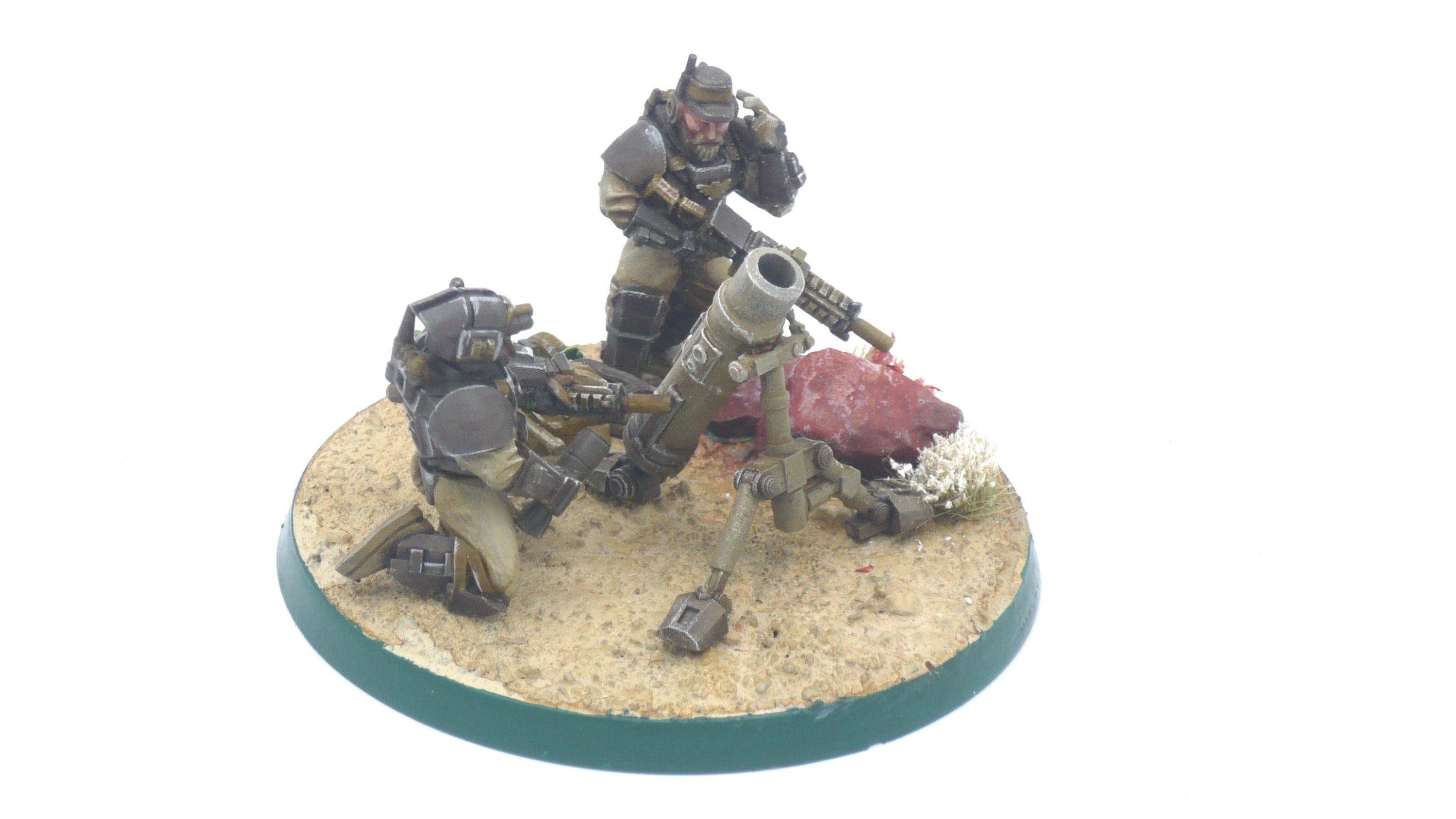Imperial Army - Heavy Cannon, Heavy Support Weapons team, infantry, post apocalyptic empire, modular miniatures usable for tabletop wargame.