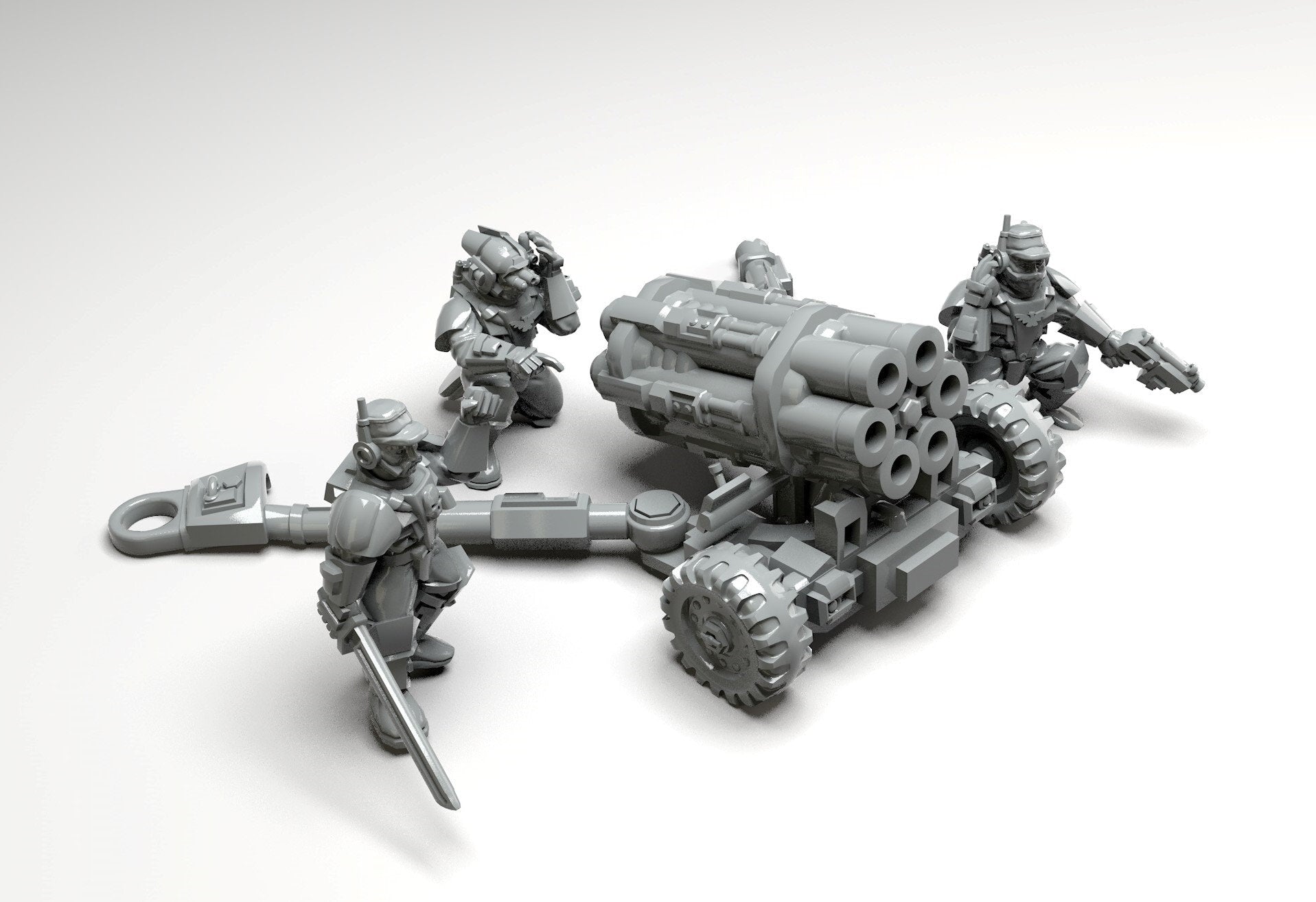Imperial Army - Mortar Team, Heavy Support Weapons, infantry, post apocalyptic empire, modular miniatures usable for tabletop wargame.