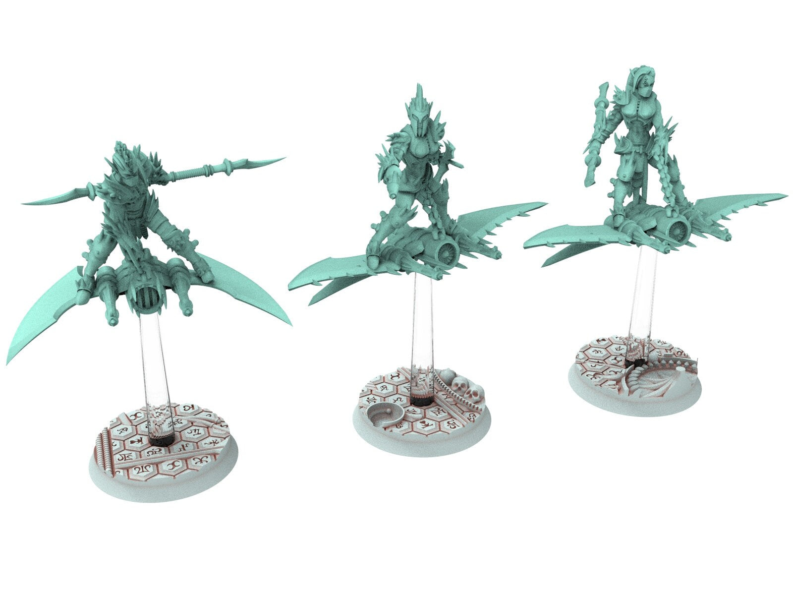 Dark city - x6 Arena Cult Speed Freaks Hoverboard Riders warriors Dark elves raiders eldar drow, Modular convertible 3D printed miniatures