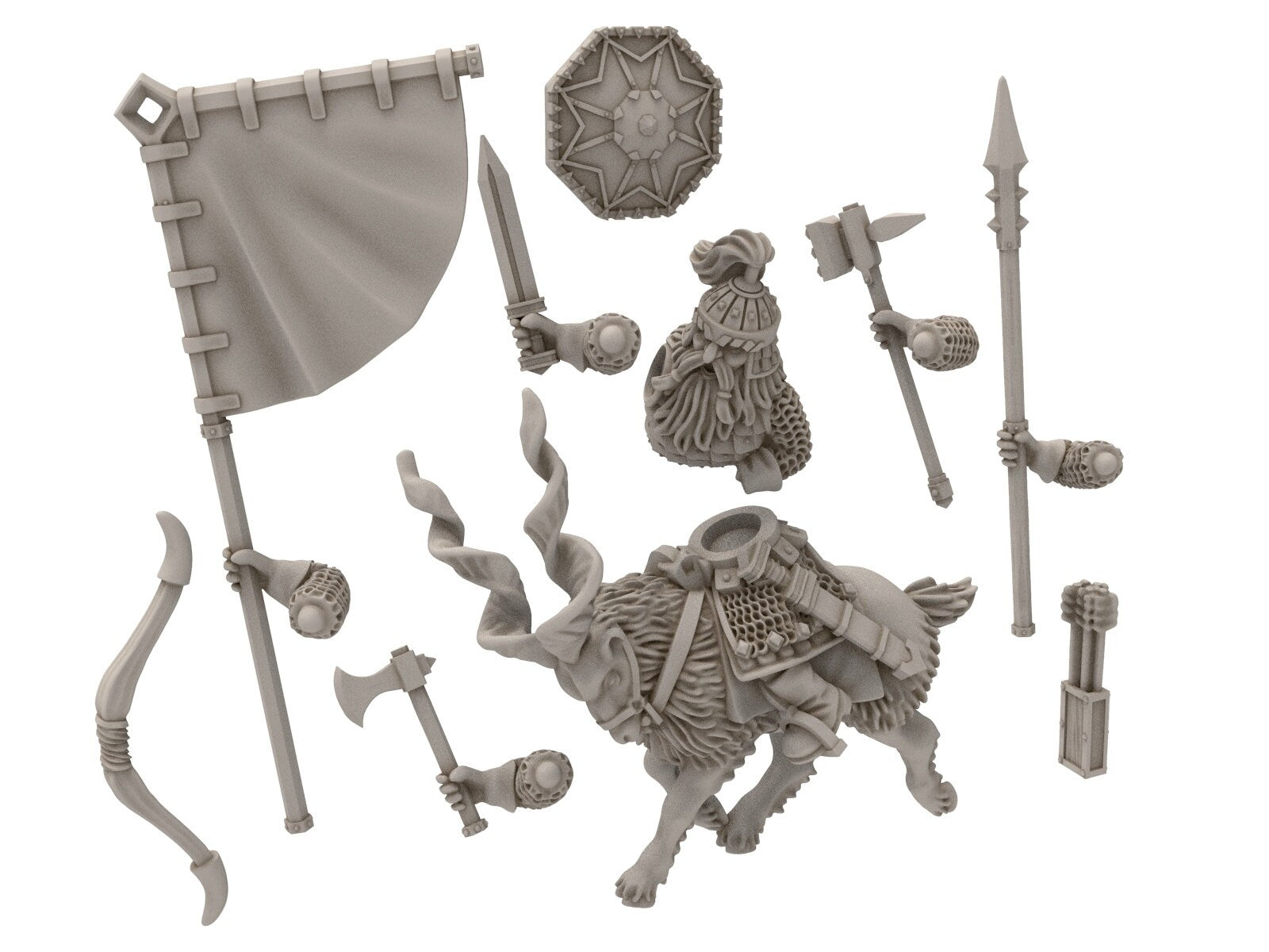 Dwarves - Mountain Goat Riders with Axe Hammer, The Dwarfs of The Mountains, for Lotr, modular customisable posable  Medbury miniatures