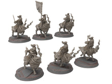 Load image into Gallery viewer, Dwarves - Mountain Goat Riders with Axe Hammer, The Dwarfs of The Mountains, for Lotr, modular customisable posable  Medbury miniatures
