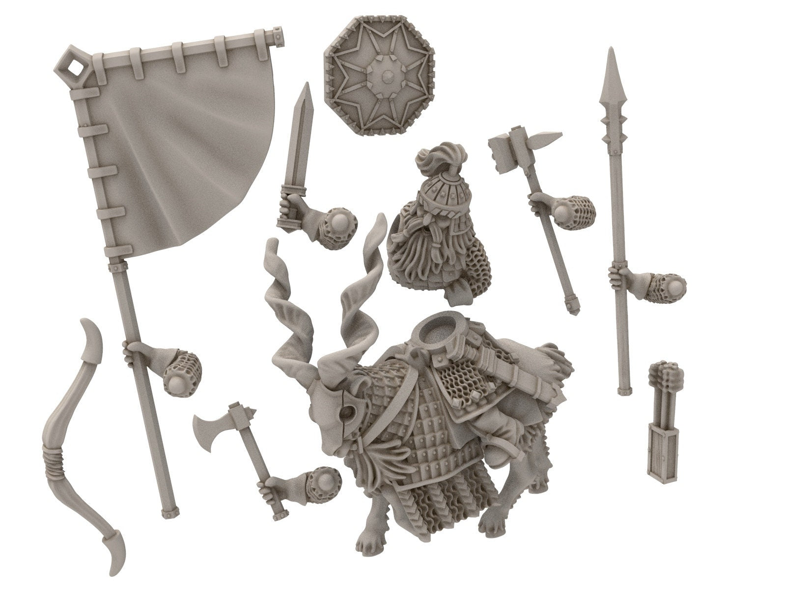 Dwarves - Mountain Goat Cataphracts Axe Hammer, The Dwarfs of The Mountains, for Lotr, modular customisable posable  Medbury miniatures