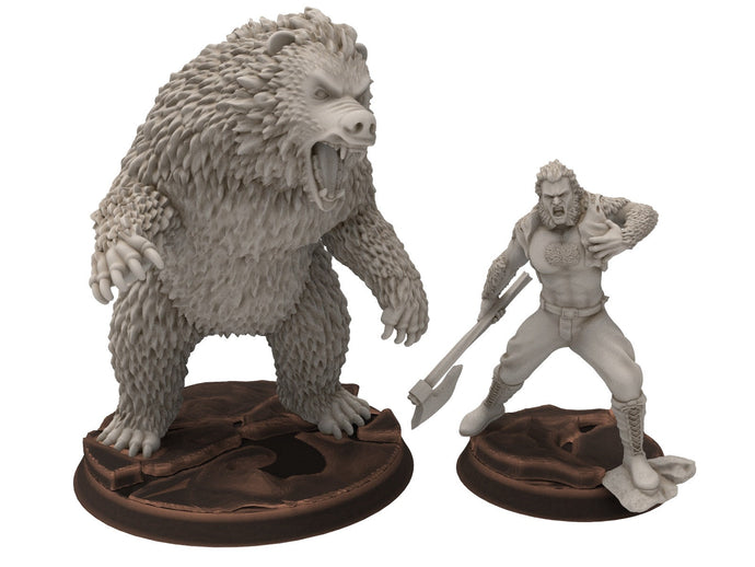 Bearnings - Bearn human and Bear form, Middle rings miniatures for wargame D&D, Lotr...