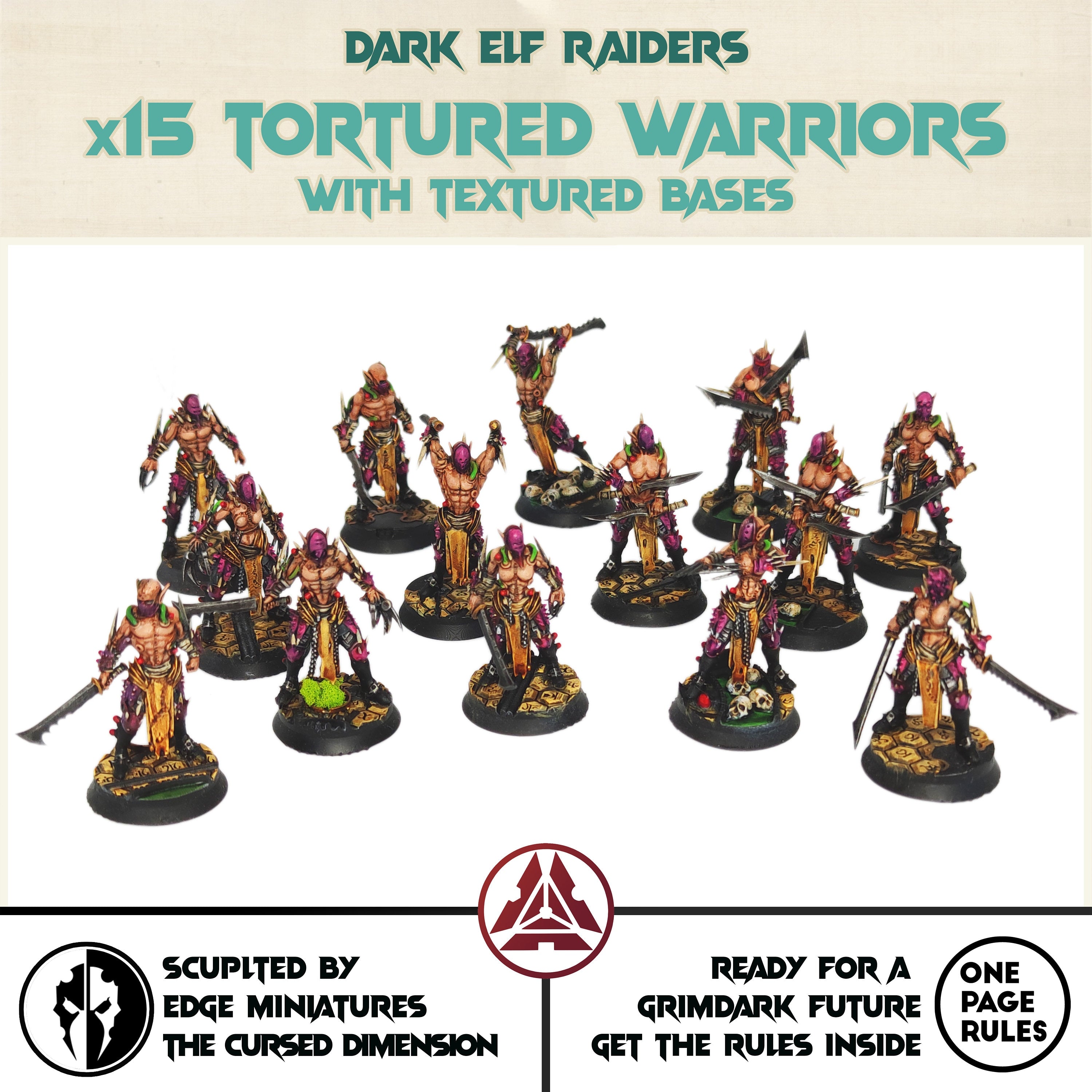 Dark city - x15 Tortured warriors Dark elves raiders eldar drow, Modular convertible 3D printed miniatures