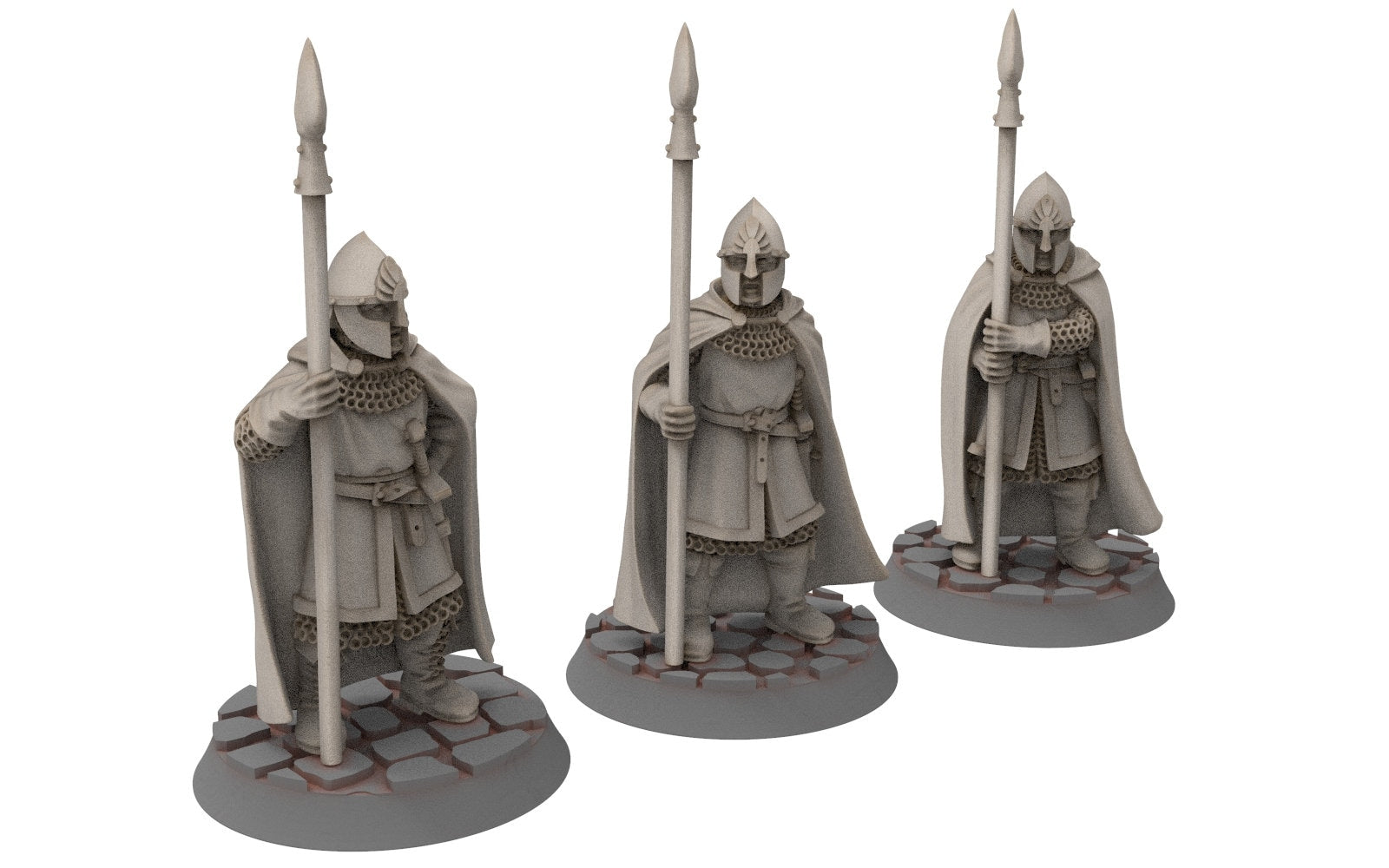 Gandor - Citadel Guard Spearmen at rest, Defender of the city wall, miniature for wargame D&D, Lotr... Medbury miniatures