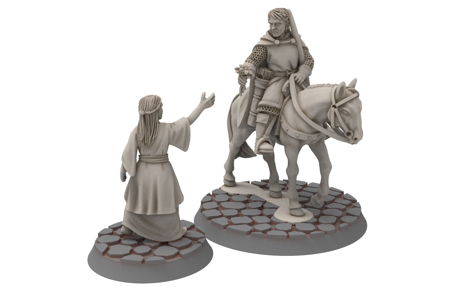 Gandor - Citadel Guard Captain leaving flower farewell, Defender of the city wall, miniature for wargame D&D, Lotr... Medbury miniatures