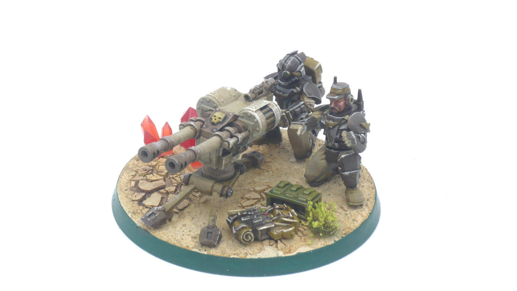Imperial Army - Autocannon, Heavy Support Weapons team, infantry, post apocalyptic empire, modular miniatures usable for tabletop wargame.