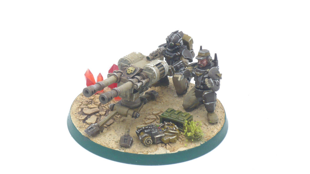 Imperial Army - Heavy Cannon, Heavy Support Weapons team, infantry, post apocalyptic empire, modular miniatures usable for tabletop wargame.