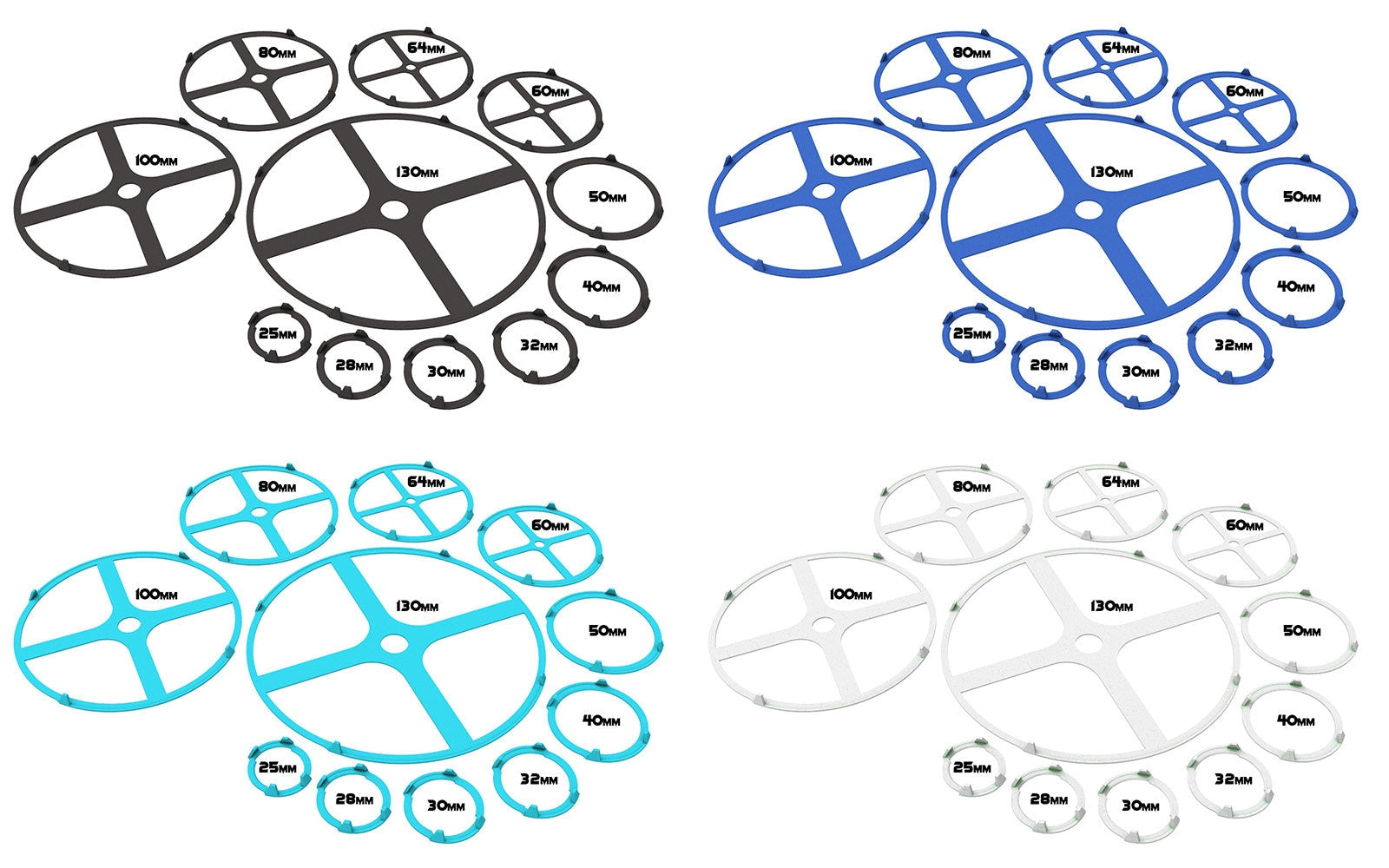 Lot of 25, 28, 30, 32, 40, 50, 60, 64mm base individual rainbow squad marker circles usable for skirmish wargame...