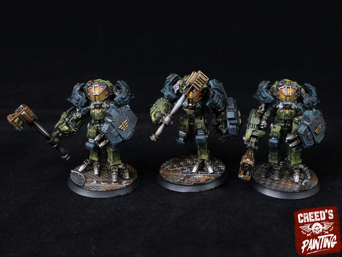 Rundsgaard - Orcus Exosuits, imperial infantry, post-apocalyptic empire, usable for tabletop wargame.