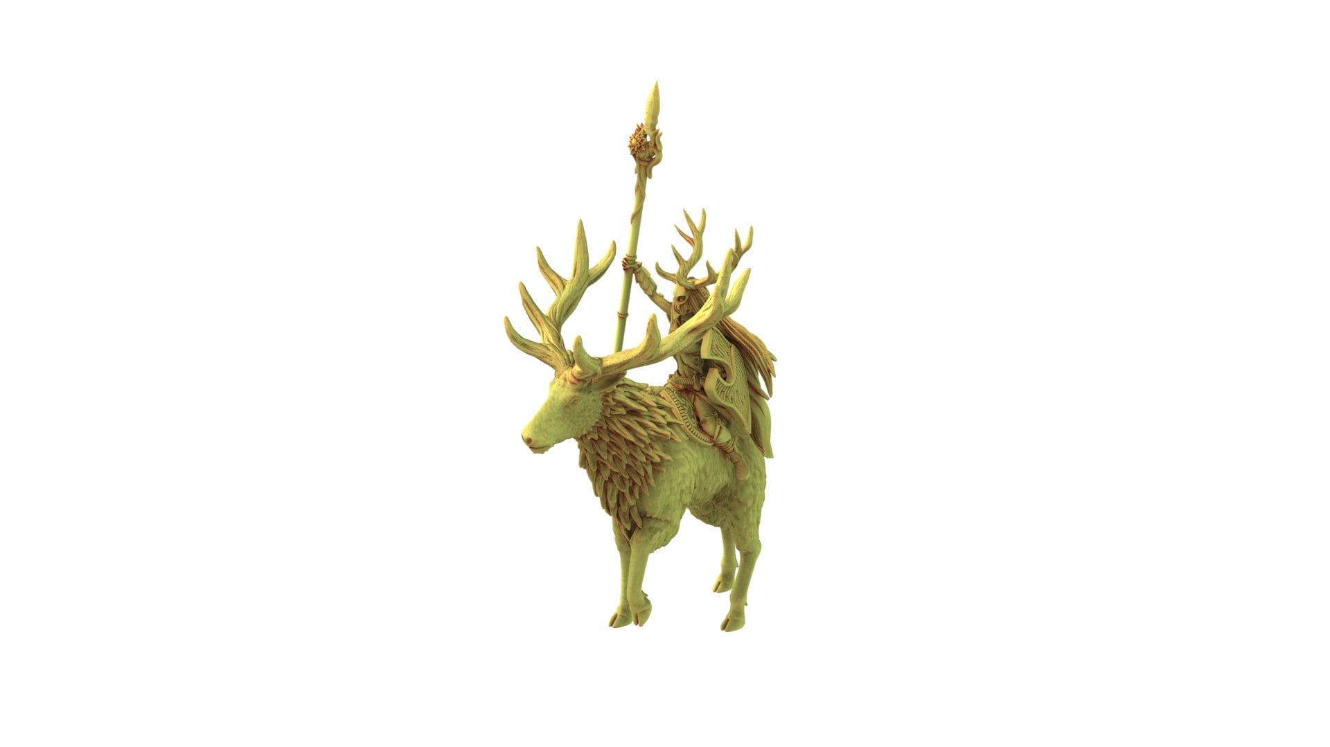 Sylvan Elves - Lord on deer with spear, forest keeper, nature's defender