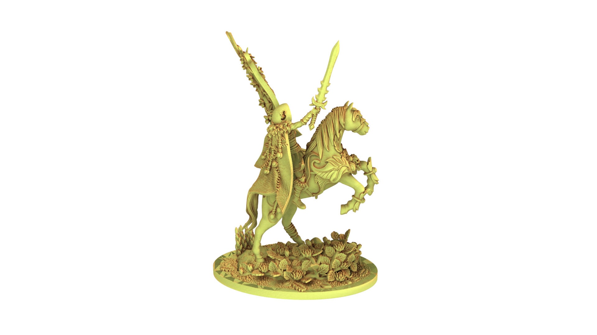 Sylvan Elves - Lord standard bearer on horse, forest keeper, nature's defender