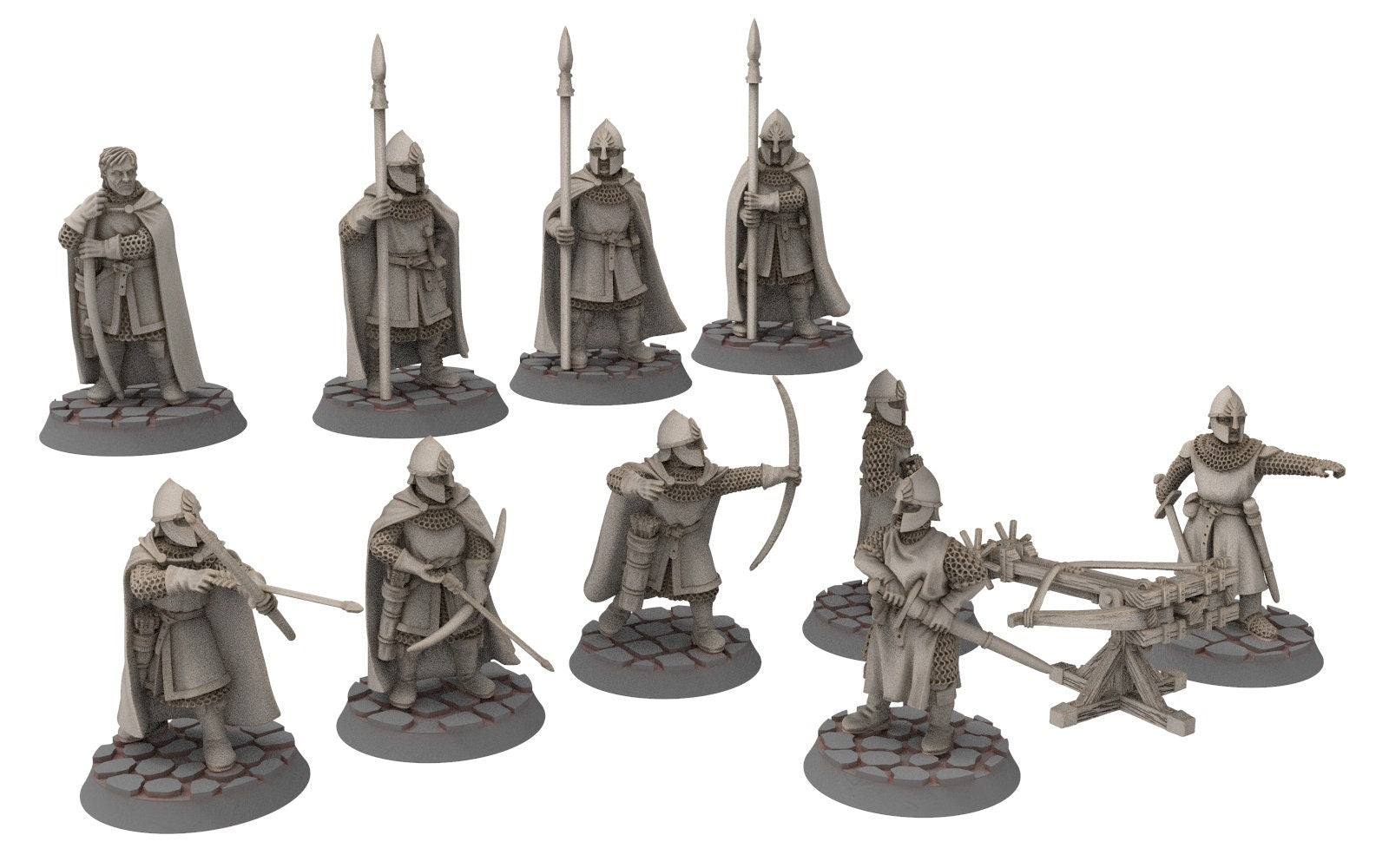 Gandor - Alternative Heads for Citadel Guard, Defender of the city wall, miniature for wargame D&D, Lotr... Medbury miniatures