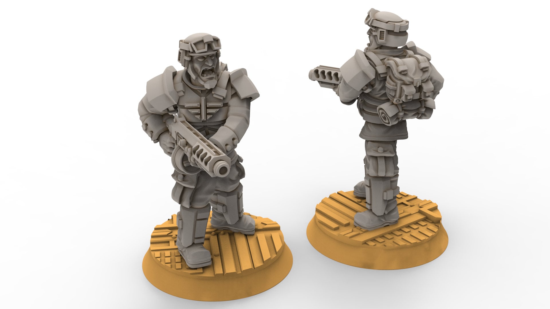 Rundsgaard - Sergeant with Machine Gun, imperial infantry, post-apocalyptic empire, usable for tabletop wargame.