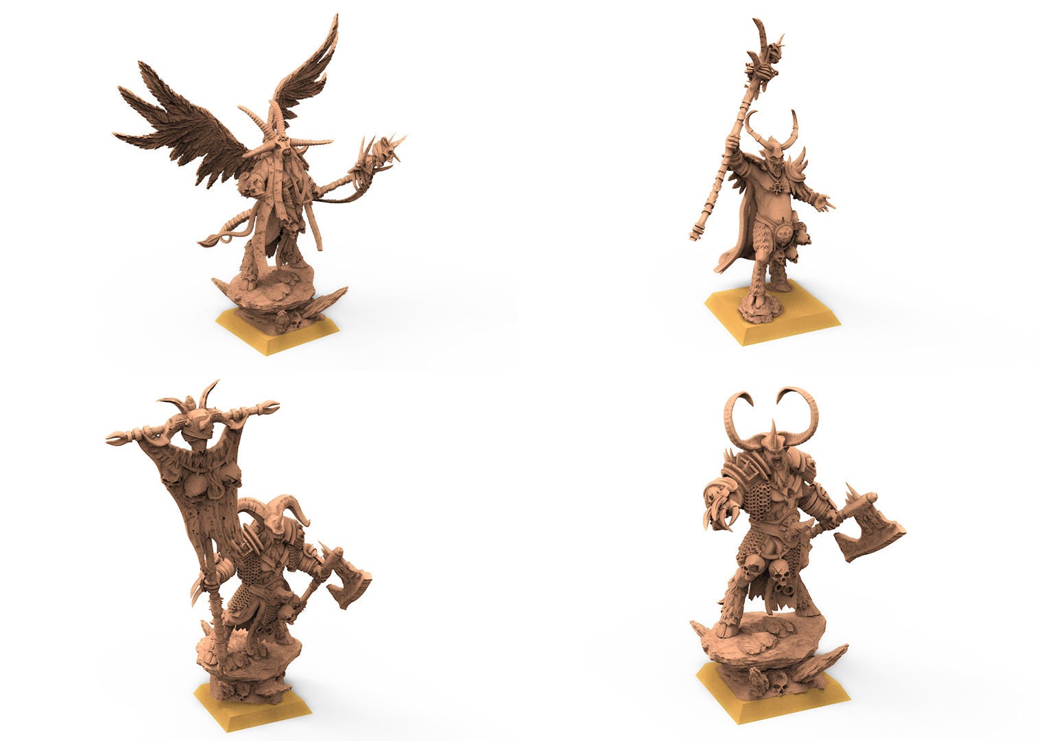 Beastmen - Winged chaman Beastmen warriors of Chaos