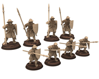 Medieval - Men-at-arms, Spearmen 12 to 15th century, Medieval soldiers 100 Years War,  28mm Historical Wargame, Saga... Medbury miniatures