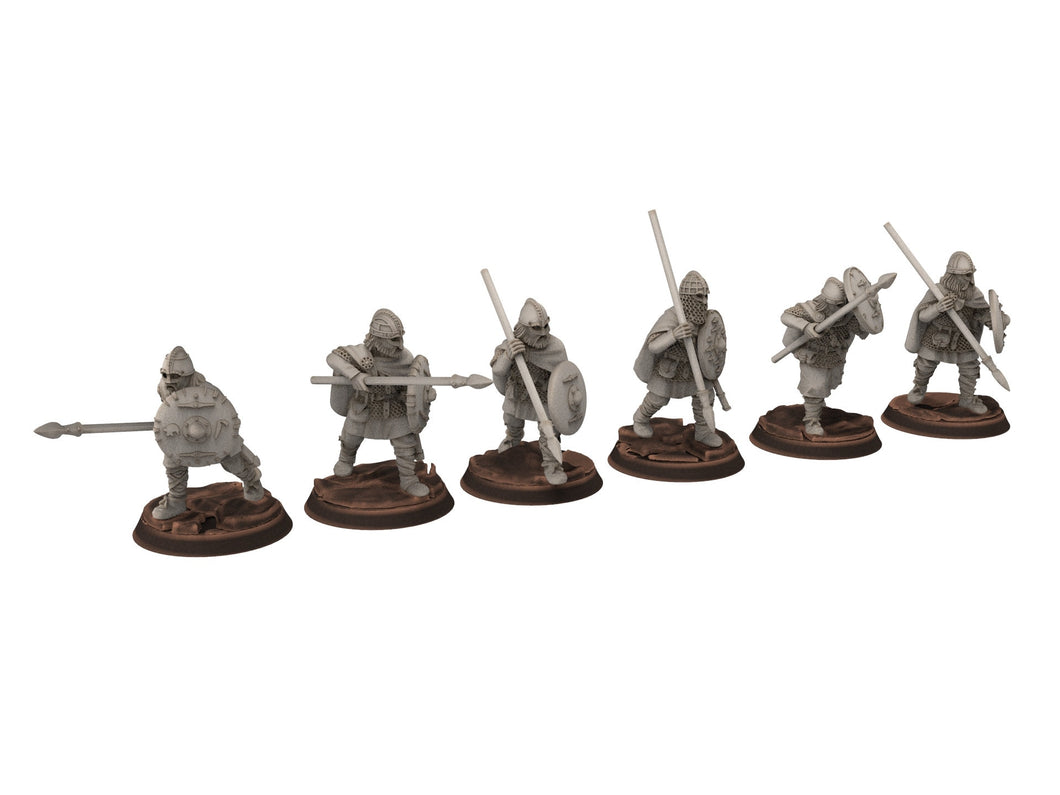 Wildmen - Wildmen heavy infantry spears, shields, Dun warriors warband, Middle rings miniatures for wargame D&D, Lotr... Medbury miniatures