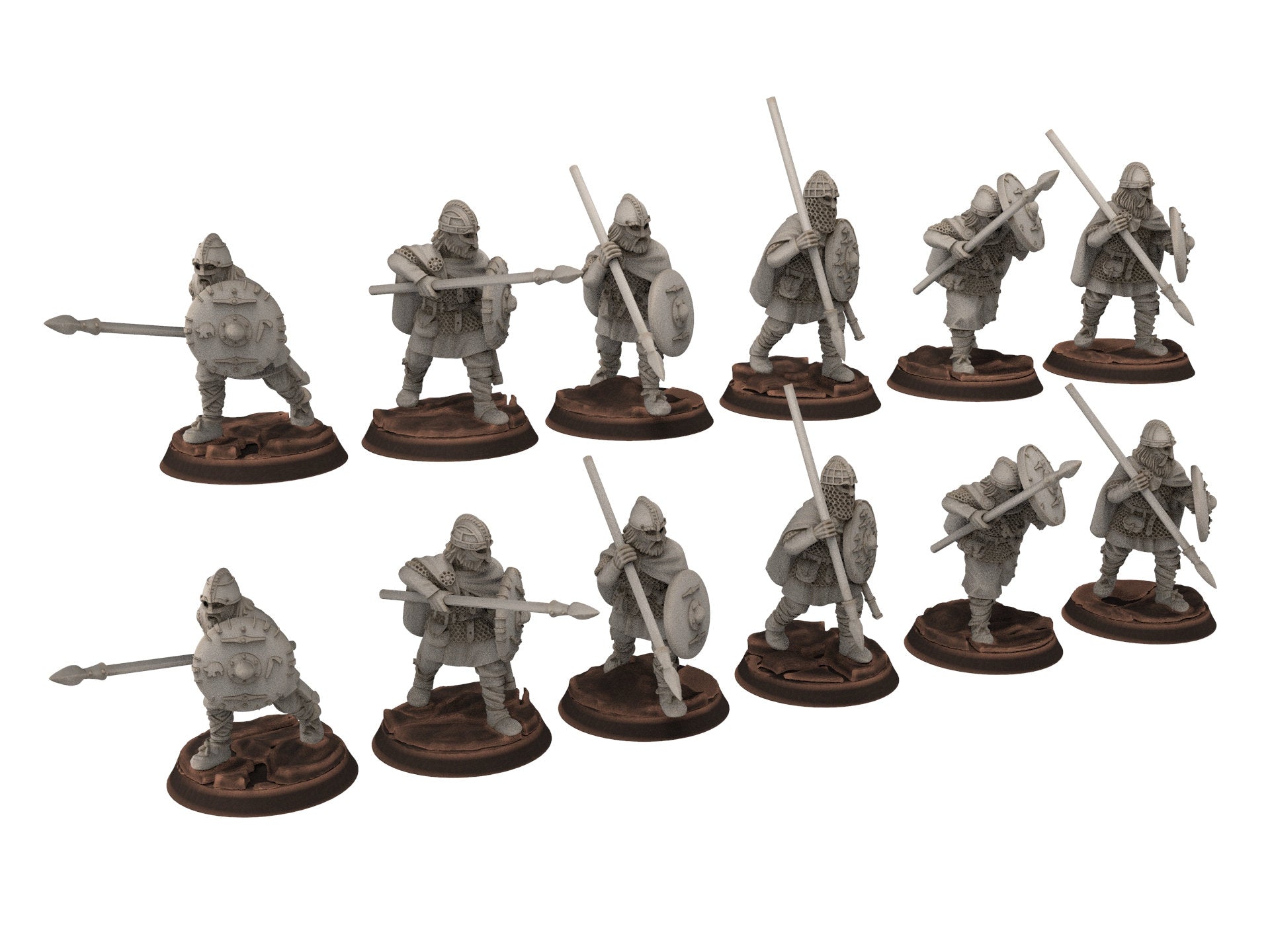 Wildmen - Wildmen heavy infantry swords, shields, Dun warriors warband, Middle rings miniatures for wargame D&D, Lotr... Medbury miniatures