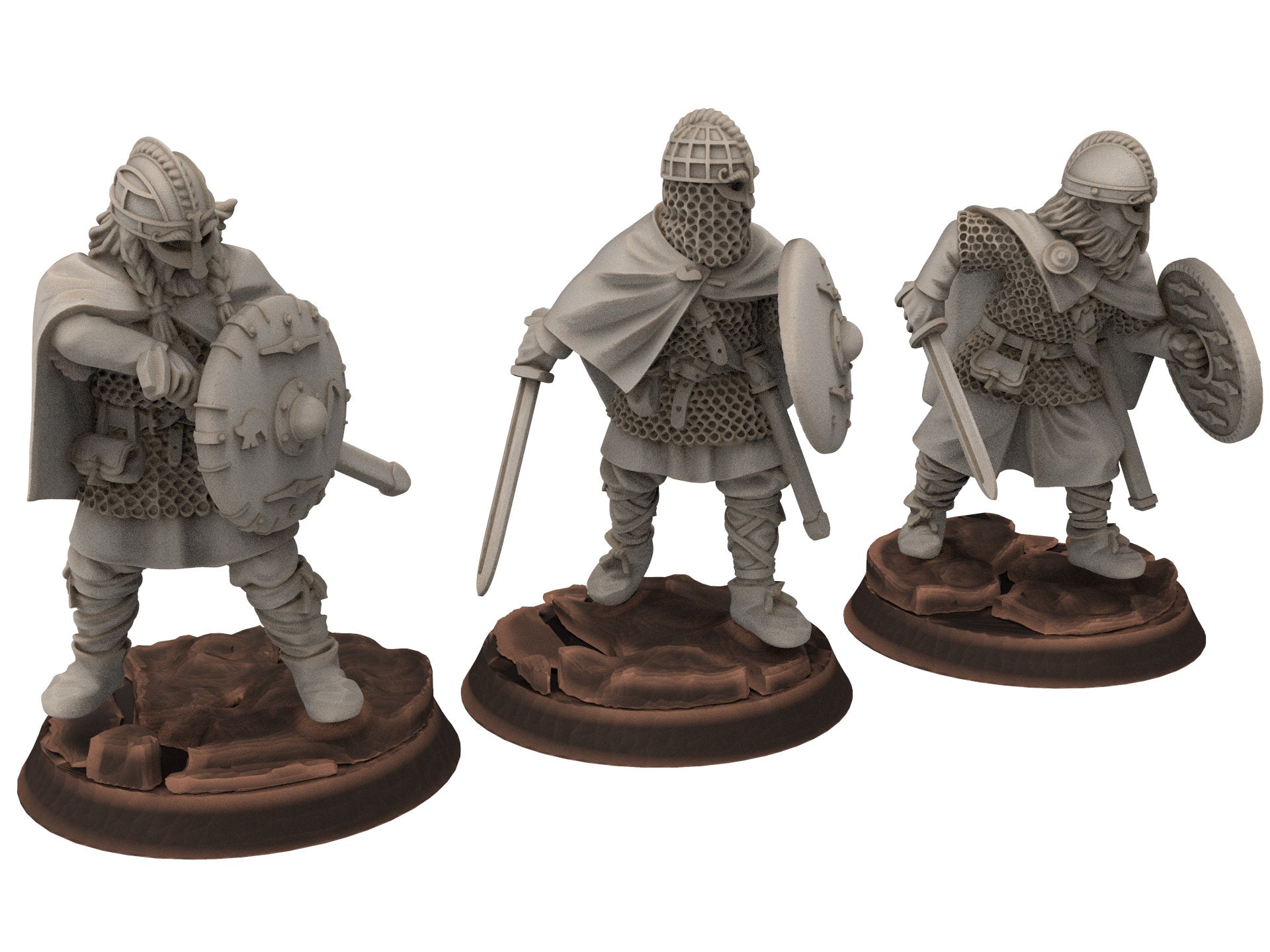 Wildmen - Wildmen heavy infantry swords, shields, Dun warriors warband, Middle rings miniatures for wargame D&D, Lotr... Medbury miniatures