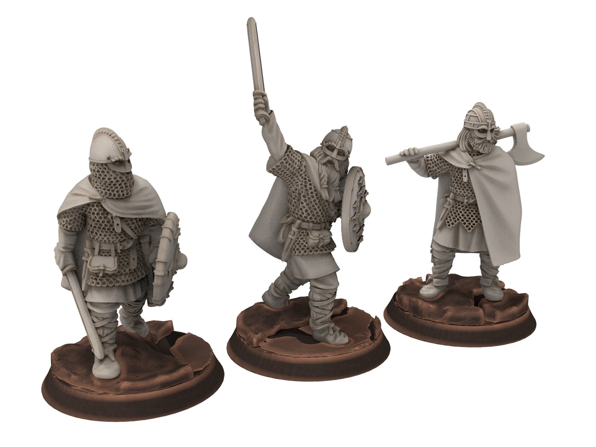 Wildmen - Wildmen heavy infantry Captain, shields, Dun warriors warband, Middle rings miniatures for wargame D&D, Lotr... Medbury miniatures