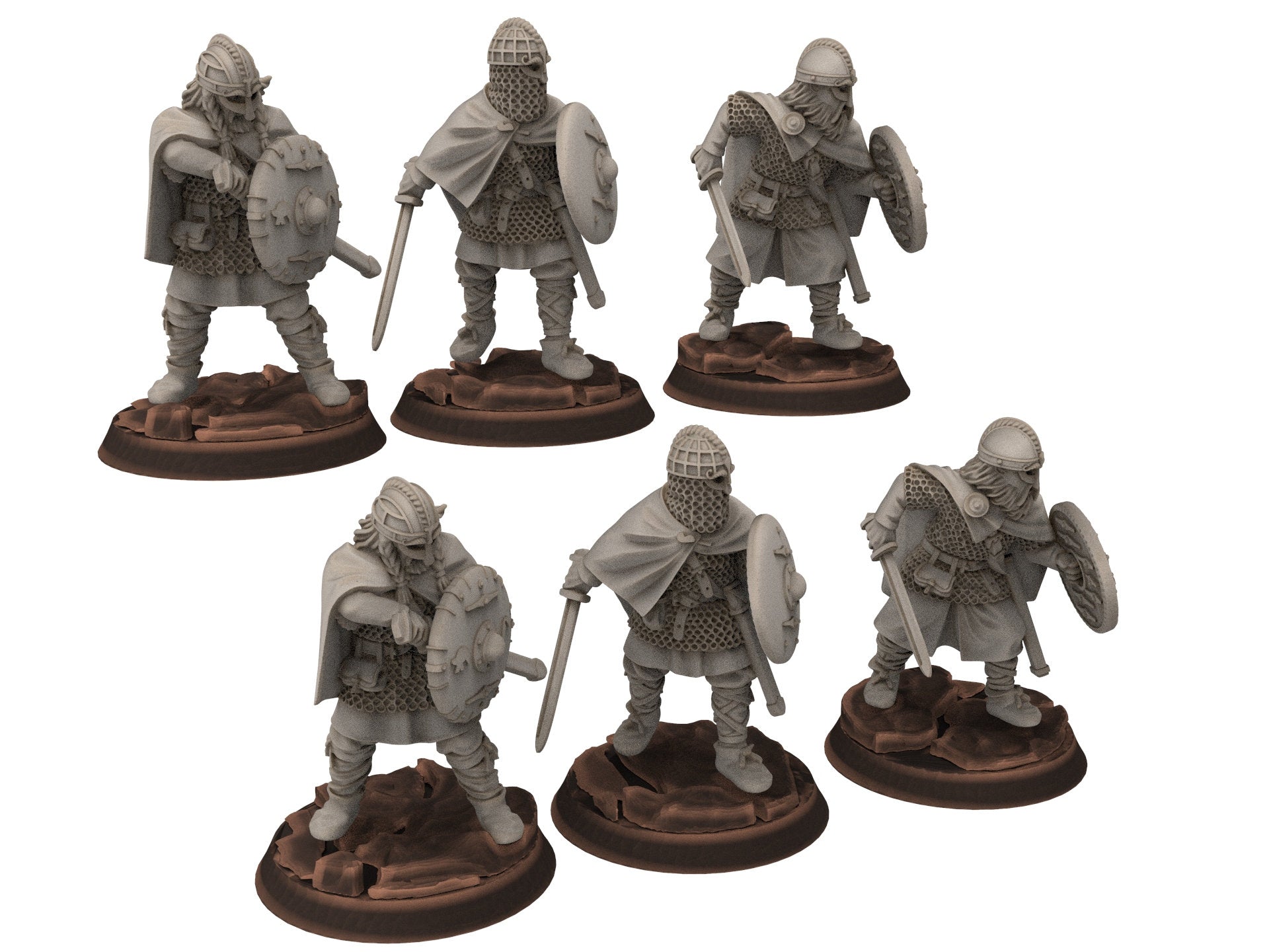 Wildmen - Wildmen heavy infantry Captain, shields, Dun warriors warband, Middle rings miniatures for wargame D&D, Lotr... Medbury miniatures