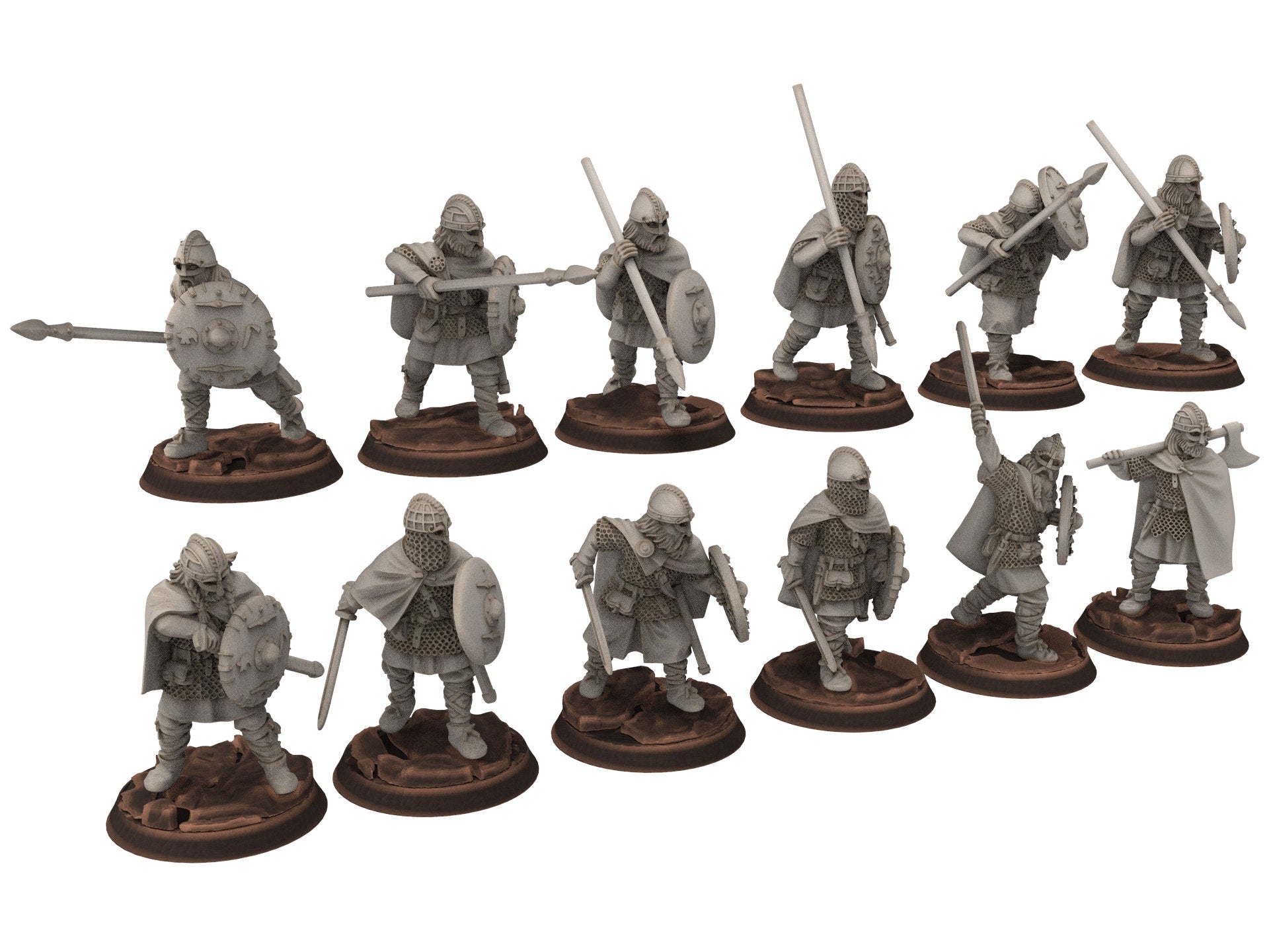 Wildmen - Wildmen heavy infantry swords, shields, Dun warriors warband, Middle rings miniatures for wargame D&D, Lotr... Medbury miniatures