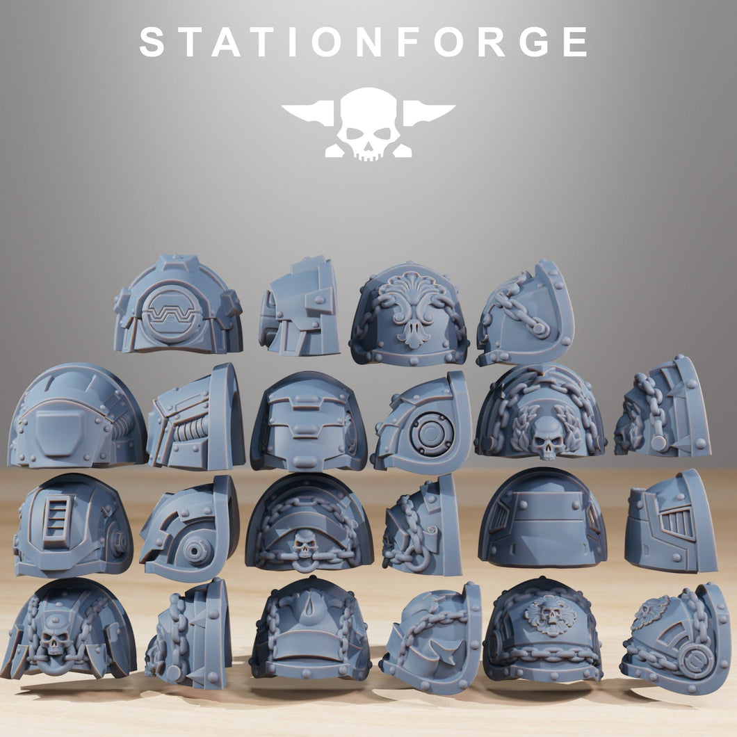 Bitz - Station Forge Socratis Reinforcers Shoulder Pads and Heads, Marines, spaces conqueror, humanity warrior