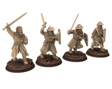 Load image into Gallery viewer, Medieval - Men-at-arms, Banner &amp; horn 12 to 15th century, Medieval 100 Years War,  28mm Historical Wargame, Saga... Medbury miniatures
