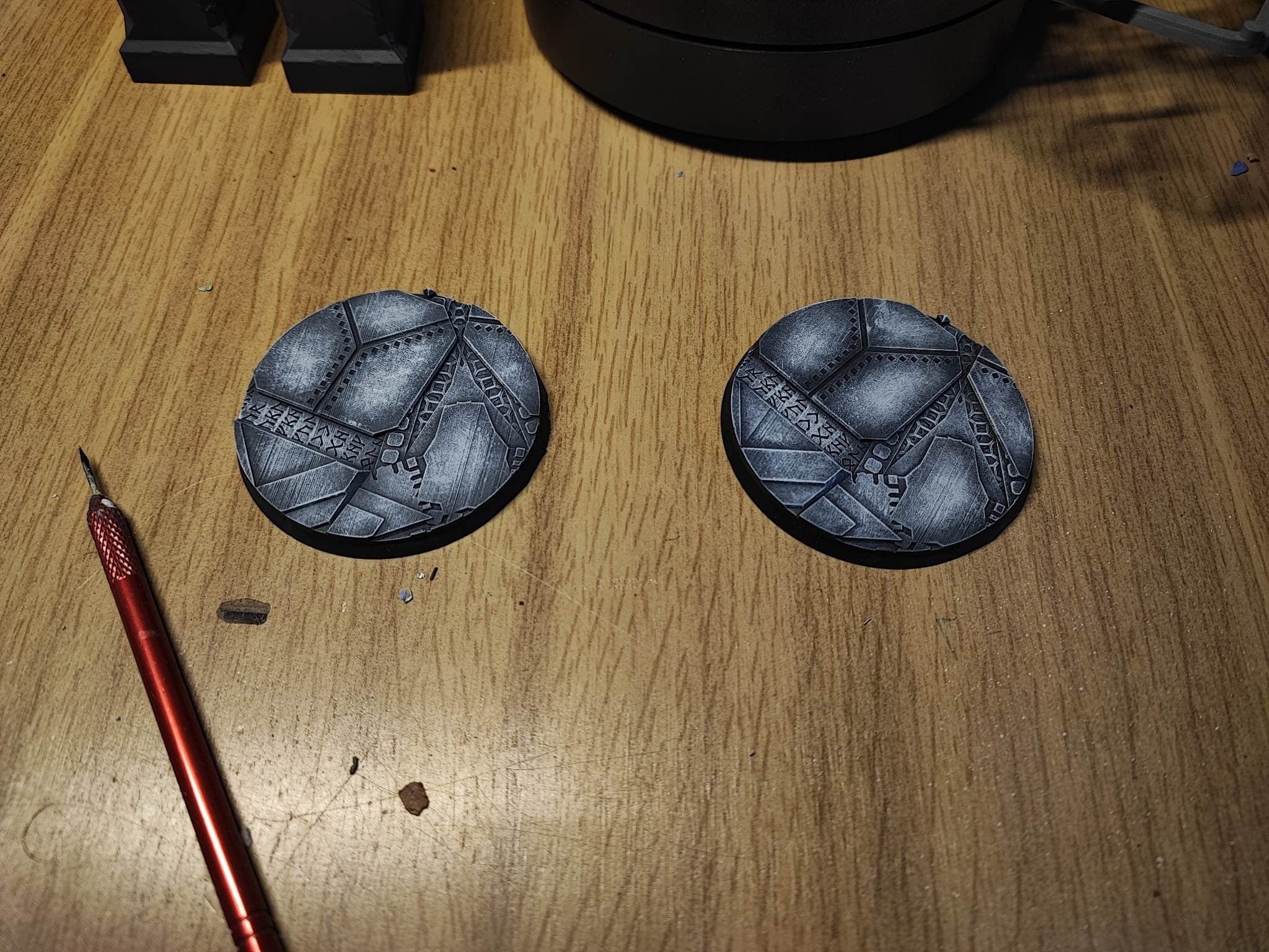 Dwarves - Lot of 25mm to 60mm round bases ruined mine texture usable for LOTR, warhammer 40k, saga, age of sigmar, confrontation, wargame...