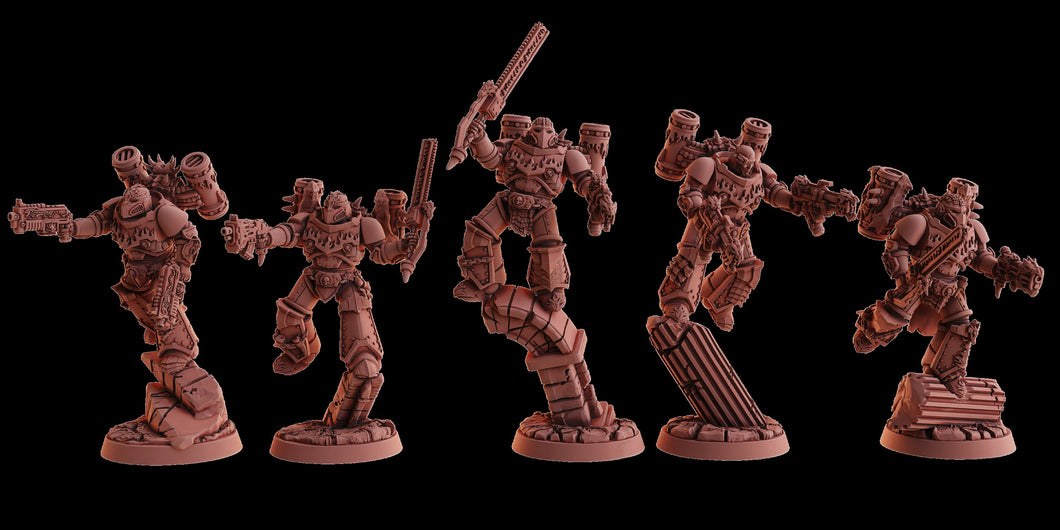 Socratis - Fire Lizard Warriors Order - x40 Shoulders, mechanized infantry, post apocalyptic empire, usable for tabletop wargame.