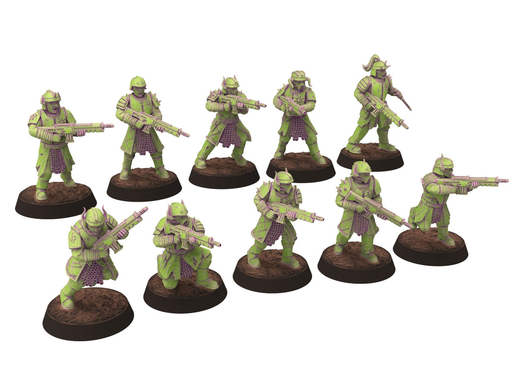 Harbingers of darkness -  Heretic Cultist Riflemen infantry - Full Platoon - Siege of Vos-Phorax, Quartermaster3D wargame modular miniatures