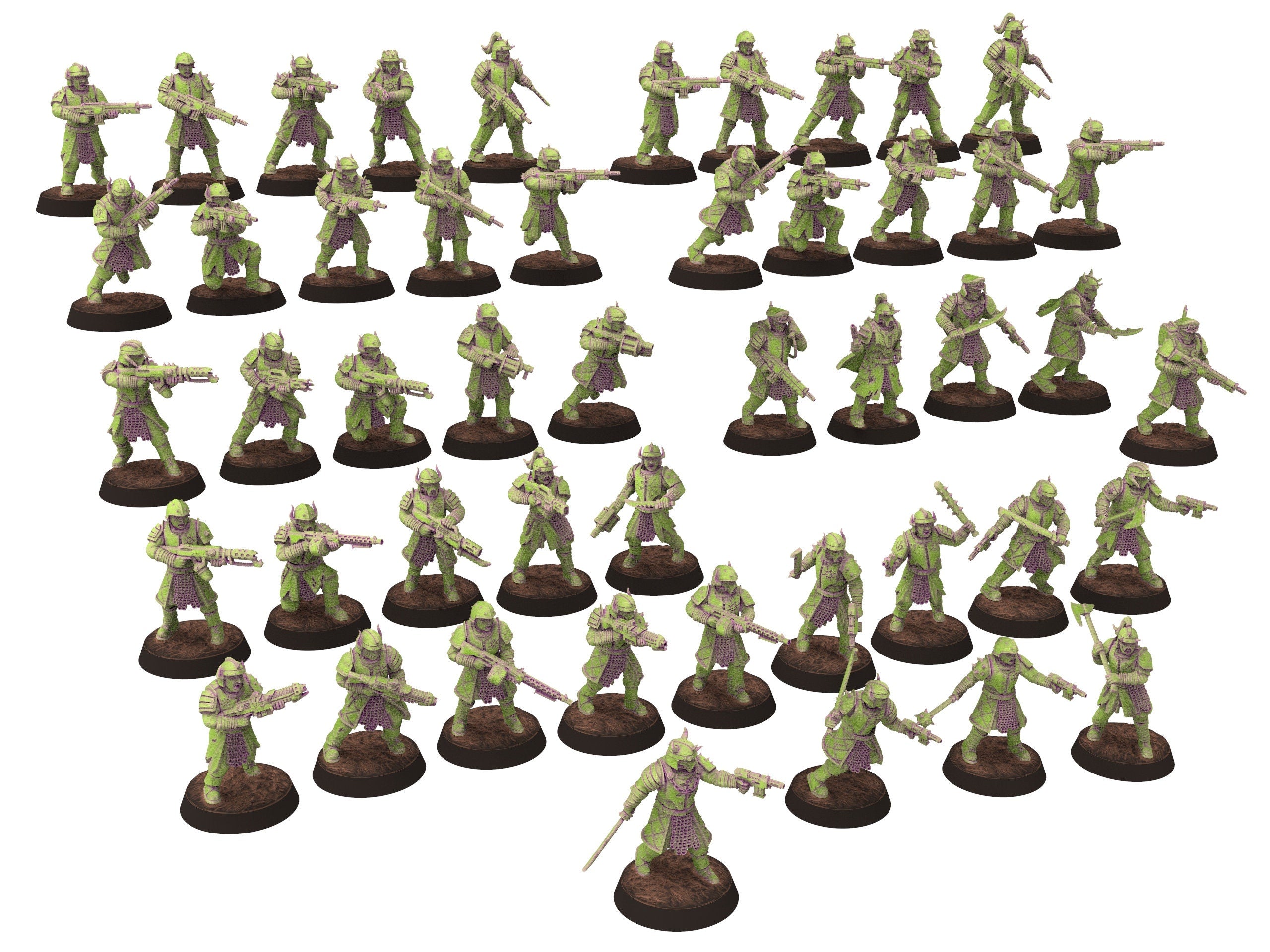 Harbingers of darkness -  Heretic Cultist Riflemen infantry - Full Platoon - Siege of Vos-Phorax, Quartermaster3D wargame modular miniatures