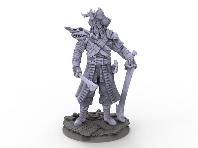 Creatures - Cursed Captain Pirate, The Eternal Storm, for Wargames, Pathfinder, Dungeons & Dragons and other TTRPG.