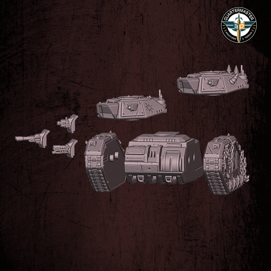 Harbingers of darkness -  Ogre MBT Main Battle Tank - Heretic Renegade - Siege of Vos-Phorax, Quartermaster3D wargame modular miniatures