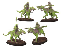Load image into Gallery viewer, Harbingers of darkness -  Heretic Cultist Lezard riders - Cavalry raiders - Siege of Vos-Phorax, Quartermaster3D wargame modular miniatures
