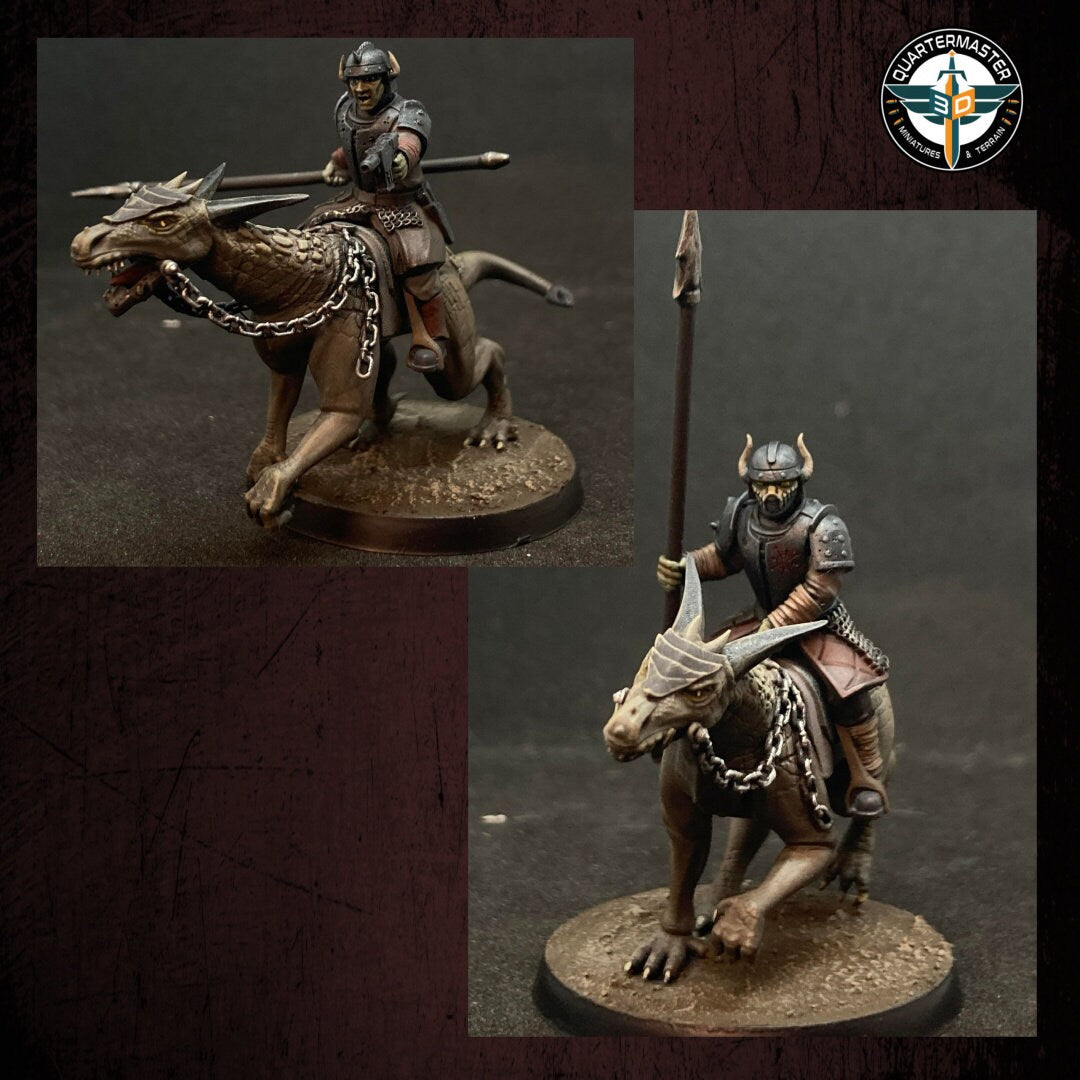 Harbingers of darkness -  Heretic Cultist Lezard riders - Cavalry officer - Siege of Vos-Phorax, Quartermaster3D wargame modular miniatures