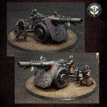 Load image into Gallery viewer, Harbingers of darkness -  Heretic Cultist Heavy Canon - Artillery - Siege of Vos-Phorax, Quartermaster3D wargame modular miniatures
