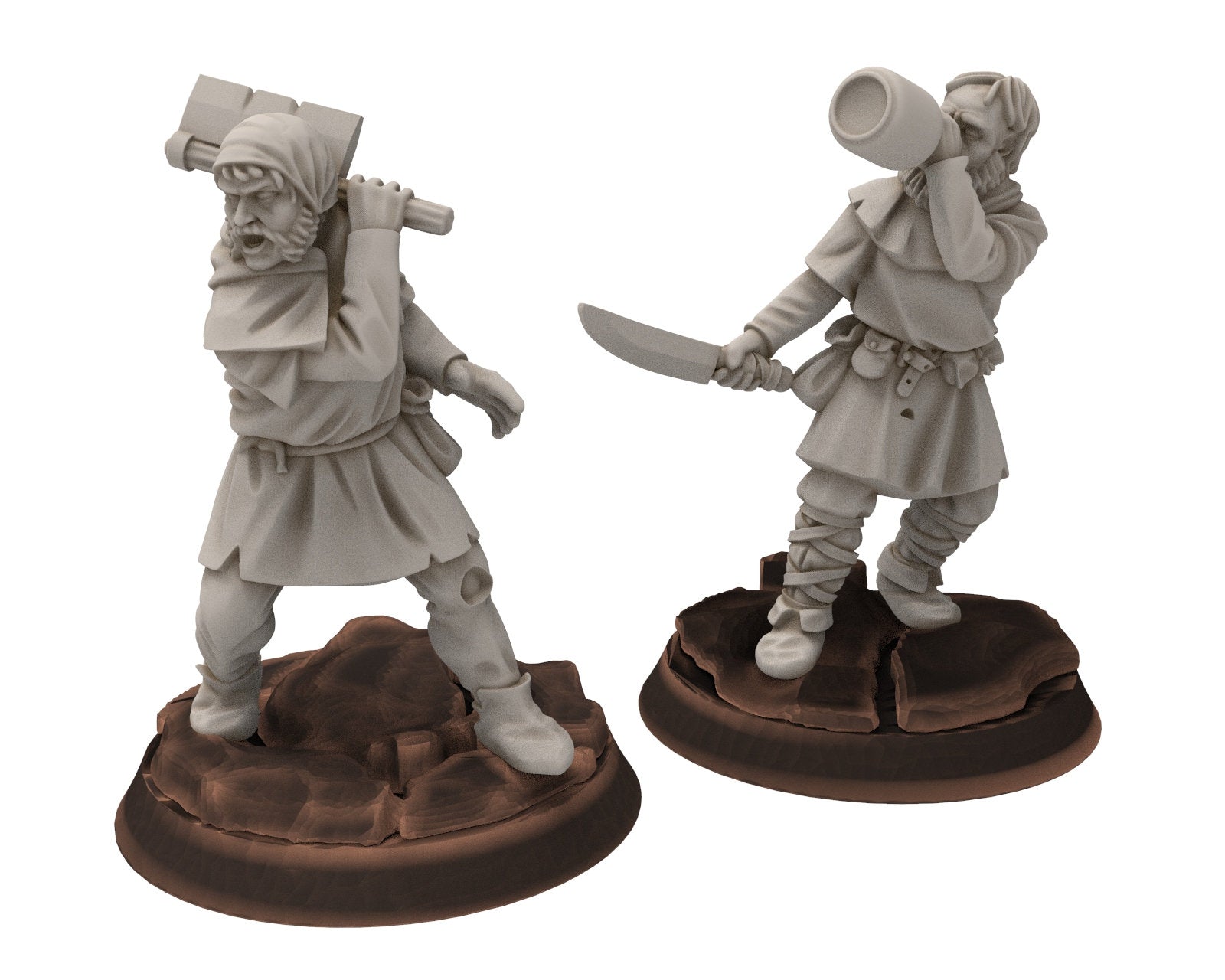 Ruffians - Bandit dagguer club cleaver, wood Thief warband, scouring Middle rings miniatures for wargame D&D, Lotr... Medbury miniatures