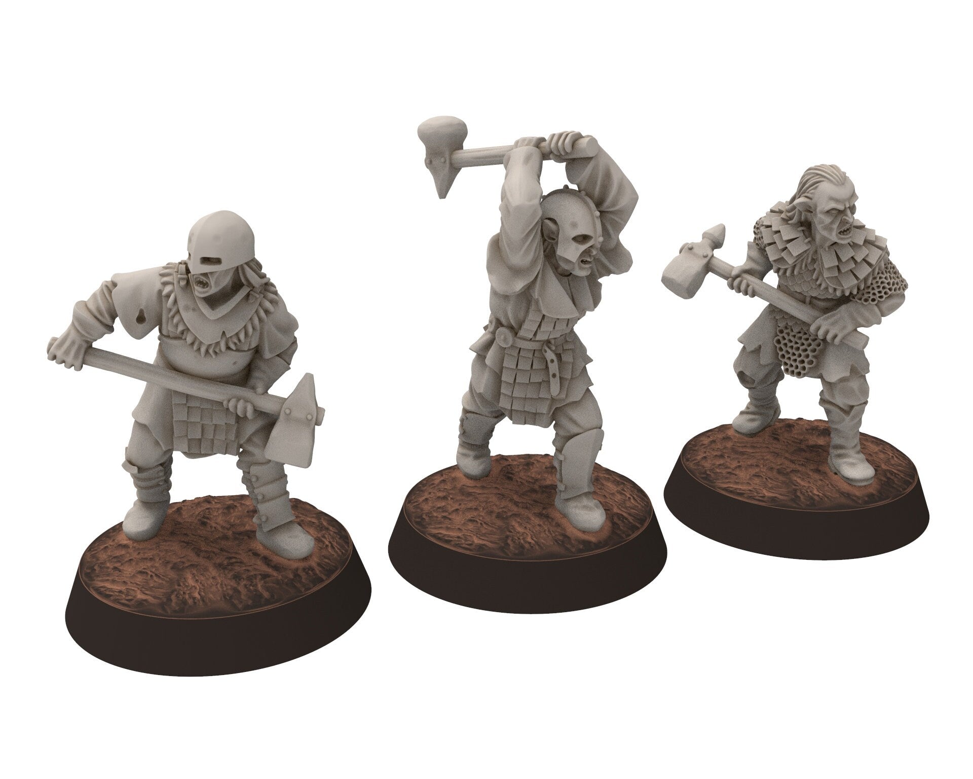 Orcs horde - Orcs with Axes infantry, Orc warriors warband, Middle rings miniatures for wargame D&D, Lotr... Medbury miniatures