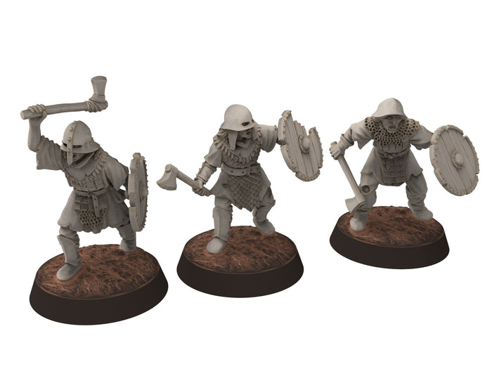 Orcs horde - Orcs with Axes infantry, Orc warriors warband, Middle rings miniatures for wargame D&D, Lotr... Medbury miniatures