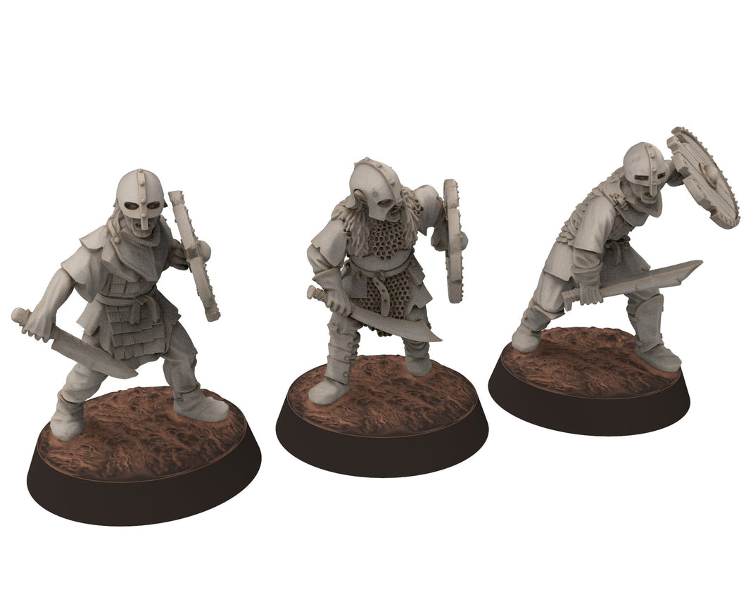 Orcs horde - Orcs with Swords infantry, Orc warriors warband, Middle rings miniatures for wargame D&D, Lotr... Medbury miniatures