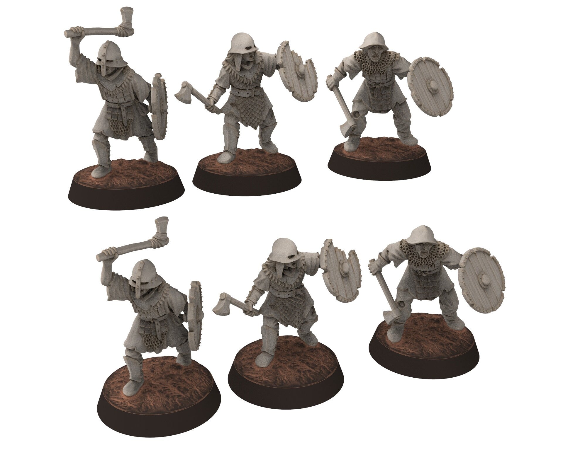 Orcs horde - Orcs with Axes infantry, Orc warriors warband, Middle rings miniatures for wargame D&D, Lotr... Medbury miniatures